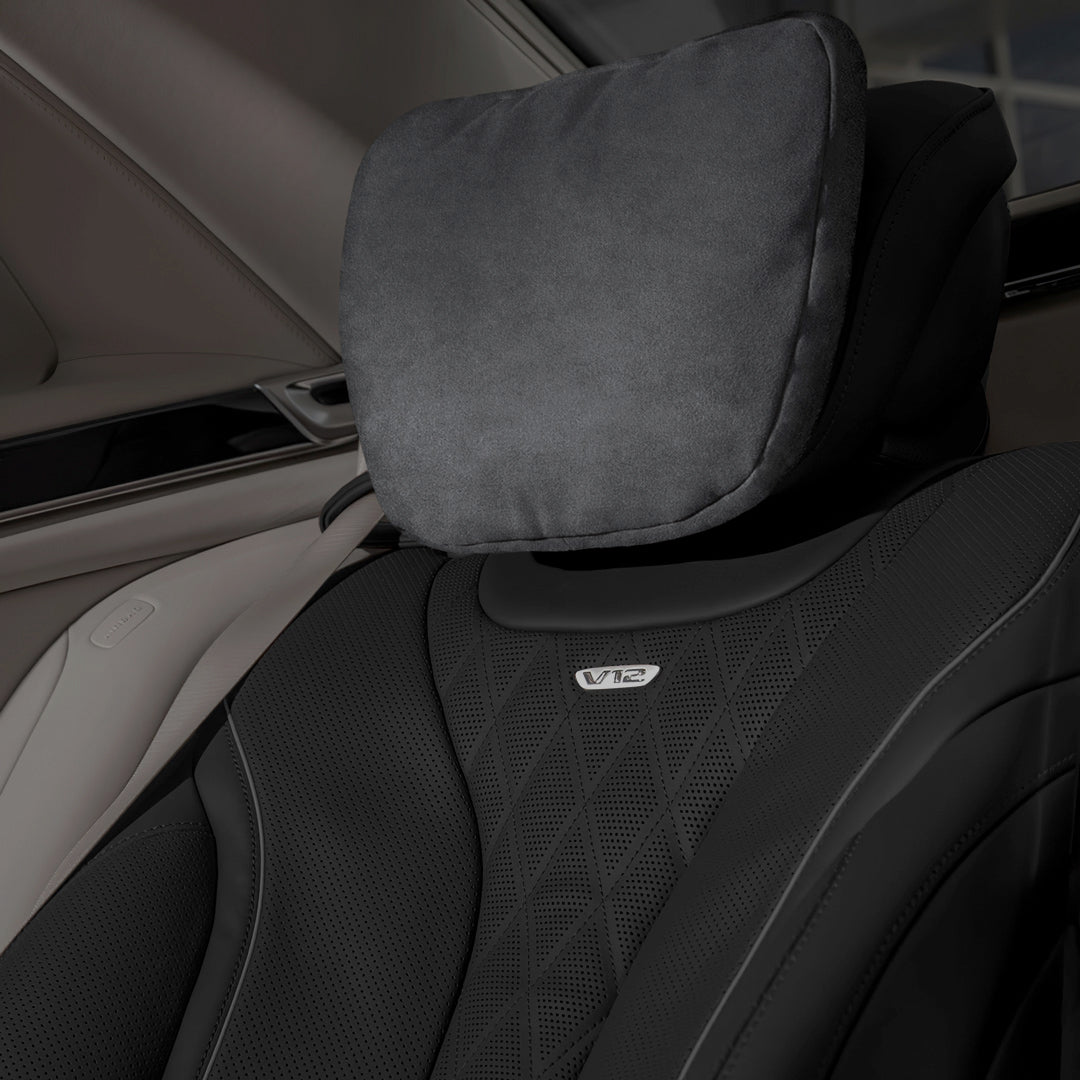 Perna auto tetiera, gri inchis, tip alcantara